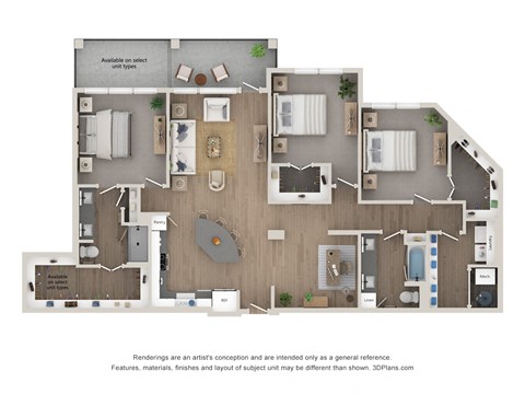 A floor plan of a house with a kitchen, living room, and two bedrooms.